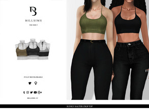 Sims 3 — Slinky Halter Crop Top by Bill_Sims — This top features slinky material with a halterneck design and a cropped