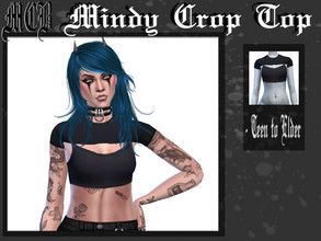 Sims 4 — Mindy Crop Top by MaruChanBe2 — Cute black crop top for your cuties <3
