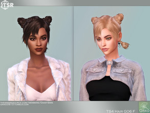 Sims 4 — [Patreon]Two Buns Hairstyle - G06 by Daisy-Sims — 26 colors hat compatible all LODs 19k poly at LOD0 HQ