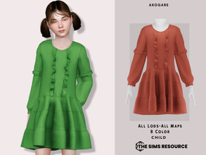 Sims 4 — Dress No.279 by _Akogare_ — Akogare Dress No.279 -8 Colors - New Mesh (All LODs) - All Texture Maps - HQ