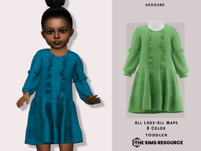 Sims 4 — T-Dress 89 by _Akogare_ — Akogare T-Dress 89 -8 Colors - New Mesh (All LODs) - All Texture Maps - HQ Compatible