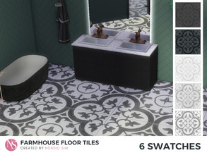 Sims 4 — Farmhouse floor tiles by nordicsim1 — Vintage farmhouse style floor tiles in modern colors. 7 swatches. Perfect
