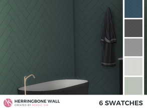 Sims 4 — Herringbone wall by nordicsim1 — Modern herringbone wall in Scandinavian colors of green, blue and grey. 6