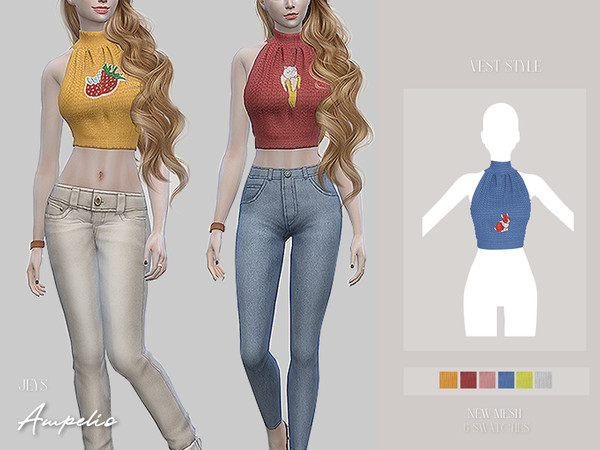 Sims 4 — JEYS-AMPELIO-VEST by jeys20xx — Created for: The Sims 4 Color: 6 All LODs Supports custom editing of clothing