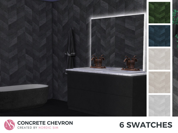 Sims 4 — Concrete chevron wall by nordicsim1 — Modern, scandinavian stone wall in chevron / herringbone pattern. Perfect