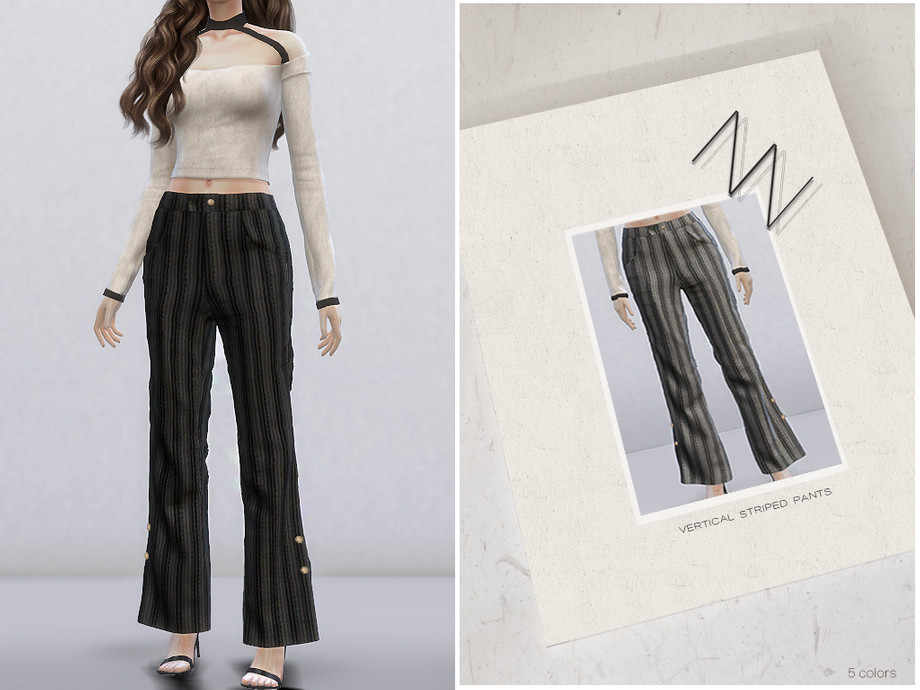 The Sims Resource - VERTICAL STRIPED PANTS