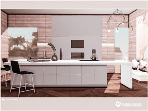 Sims 4 — Blanca Kitchen CC only TSR by Moniamay72 — A beautiful wood panel accent Kitchen.The room is made of medium