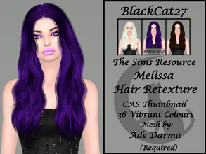 Sims 4 — Ade Darma Melissa Hair Retexture by BlackCat27 — A long wavy hairstyle with a centre parting. Perfect for those