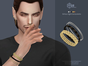 Sims 4 — Sirius right bracelets by sugar_owl — Leather and metal bracelets for male sims. 5 swatches: gold, silver, and