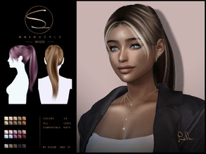 Sims 4 — Long ponytail hairstyle(LILA061222) by S-CLUB by S-Club — Long ponytail hairstyle(LILA061222) with 24 colors,