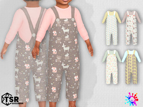 Sims 4 — Toddler In the Woods Overall - Needs SP Toddler by Pelineldis — Five cool overalls with woods related prints.