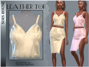 Sims 4 — LEATHER TOP by Sims_House — LEATHER TOP 7 options. Women's leather top for The Sims 4. Makes a set with a skirt