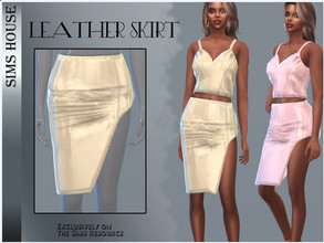 Sims 4 — LEATHER SKIRT by Sims_House — LEATHER SKIRT 7 options. Women's leather skirt with a slit for The Sims 4. Makes a