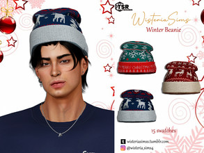 Sims 4 — Winter Beanie by WisteriaSims — **FOR MEN **NEW MESH *TEEN TO ELDER - Hat Category - 15 swatches - Base Game