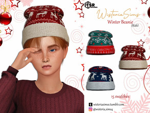 Sims 4 — Winter Beanie (kids) by WisteriaSims — **FOR KIDS **NEW MESH *BOYS - Hat Category - 15 swatches - Base Game