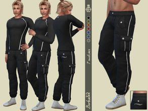 Sims 4 — Cargo Pants by Birba32 — Cargo pants with 3d pockets in 7 dark colors.
