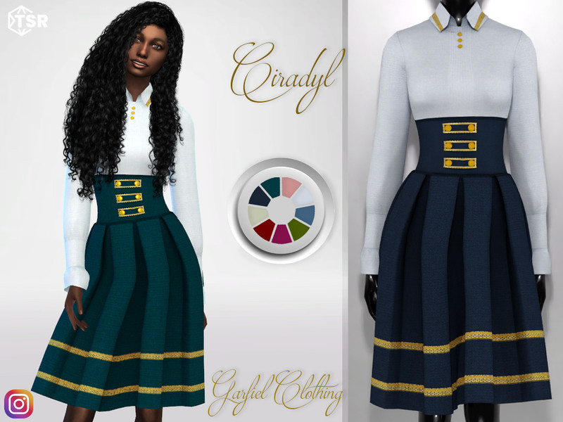 Sims 4 The Sims Resource | Ciradyl - Vintage dress with gold lace by TSR Creator