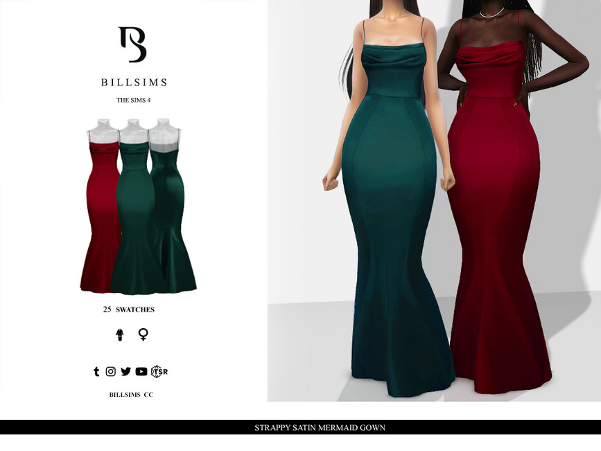 The Sims Resource - Strappy Satin Mermaid Gown