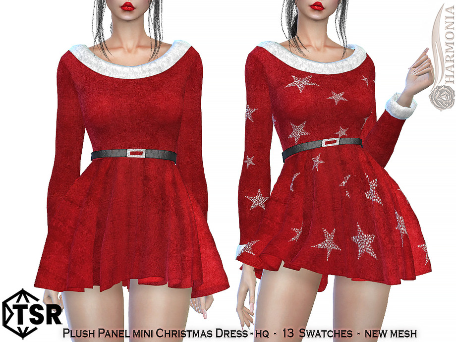 The Sims Resource - Plush Panel Mini Christmas Dress