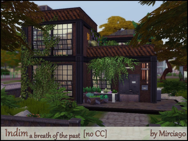 Sims 4 — Indim by Mircia90 — A small house for 2 people in an industrial style. Lot Size: 30x20 Price: 79 666 $ No CC