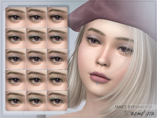 Sims 4 — Janet Eyeshadow [HQ] by Benevita — Janet Eyeshadow Makeup Category HQ Mod Compatible 15 Swatches For Female