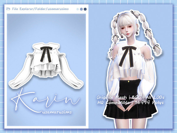 Sims 4 — Karin Top by usamaru1230 — Karin Top: - Original Mesh - Base game compatible - HQ Compatible - All LODs - CAS: