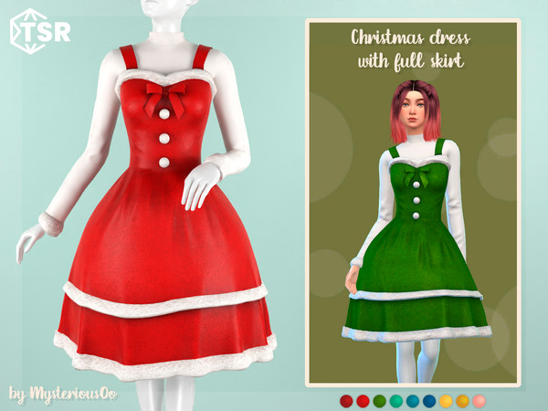 The Sims Resource - Christmas dress with full skirt