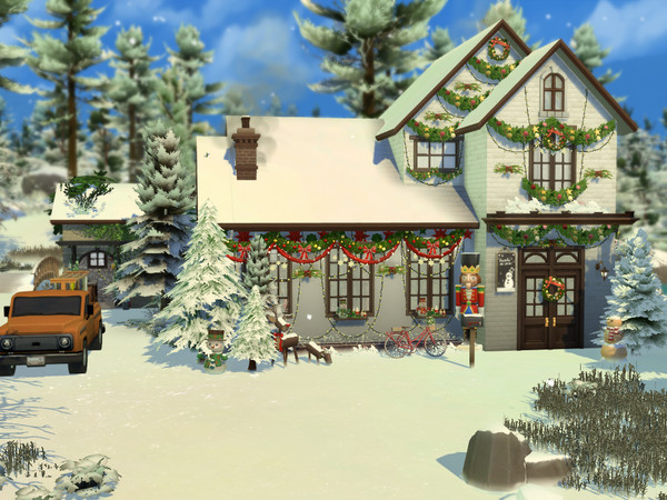 Sims 4 — Christmas Cottage no cc by sgK452 — Lot 20x20 Cottage to furnish 2 bedrooms 2 bathrooms, a workshop to make
