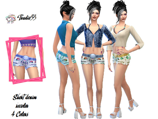 Sims 4 — Short denim recolor by TrudieOpp — Short denim recolor in 4 colors