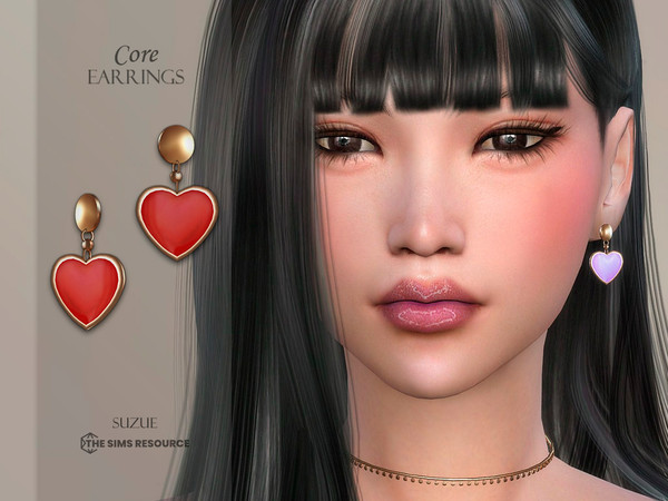 Sims 4 — Core Earrings by Suzue — -New Mesh (Suzue) -8 Swatches -For Female -HQ Compatible