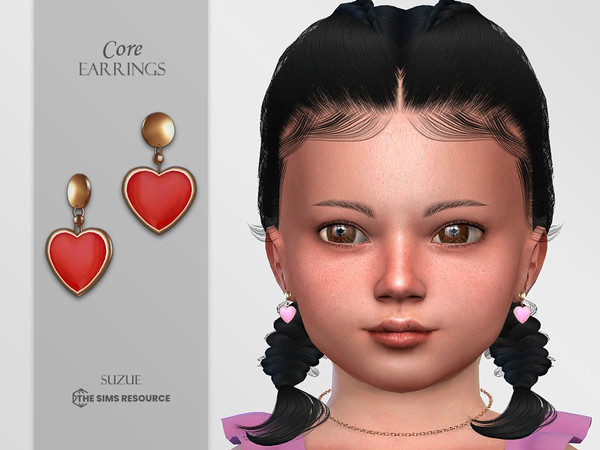 Sims 4 — Core Earrings (Toddler) by Suzue — -New Mesh (Suzue) -8 Swatches -For Female -HQ Compatible