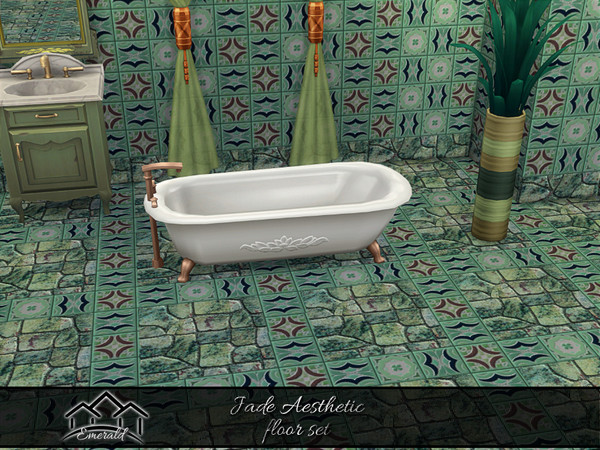 Sims 4 — JadeAstheticFloors_3 by Emerald — Jade is a semi-precious ornamental gemstone.