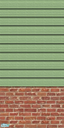 Sims 2 — Cheap it Simple II  Plymouth Green by TSR Archive — Siding with a brick bottom. Matches with the "Cheap it