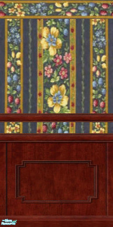 Sims 2 — Elizabethian Broque by darci321 — Brocade flowers and walnut wood wainscotting will look just right in anyone's