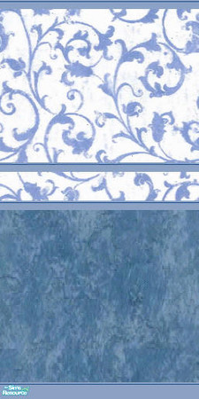 Sims 2 — Blue Fleu 1 by darci321 — Pastel blue vines grace the upper half with durable blue wainscotting on the bottom