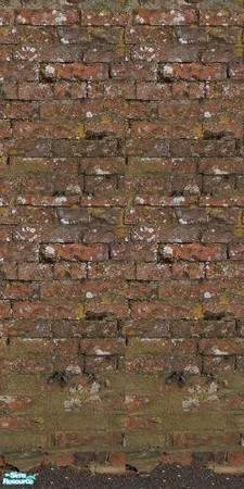 Sims 2 — 'Oh So British' Building Set - Wall 5 by galilea — A lovely 'realistic' aged brick wall for your English-styled