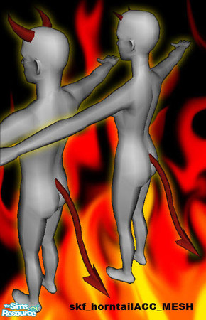 Sims 2 — Devil Girls! - Horns & Tail Mesh by Shannanigan — This mesh works for both genders, Child through Elder.