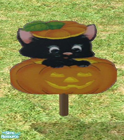 Sims 2 — Halloween Yard Signs - Cute Kitty by munchkin_brat — Decorate your sims yard with these signs for the Holiday.