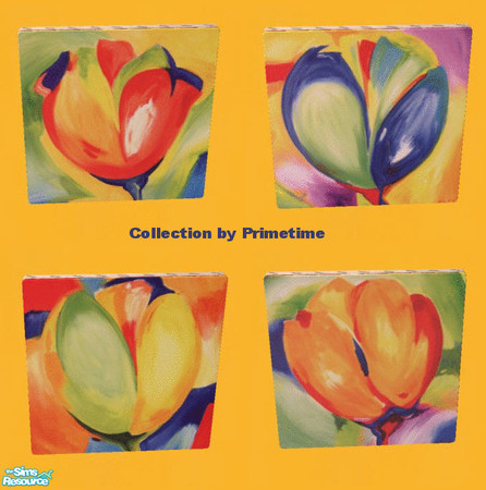 Sims 2 — PT A. A. Gockel Riotous Tulips by Primetime024 — This collection contains 4 brightly painted tulip prints. They