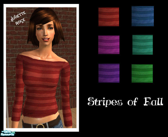 Sims 2 — Stripes of Fall by JulietteRose — Set of six striped sweaters