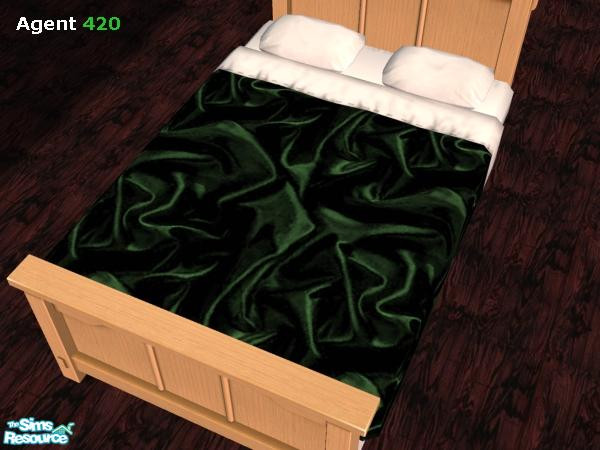 Sims 2 — Emerald Green Messy Silky Satin Sheets by Agent420 — These bedsheets are nice and smooth. Real silky, and