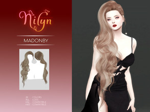 Sims 4 — MADONBY HAIR - NEW MESH  by Nilyn — Mesh by Nilyn 20 Swatches All LOD Compatible HQ Compatible HAT Compatible