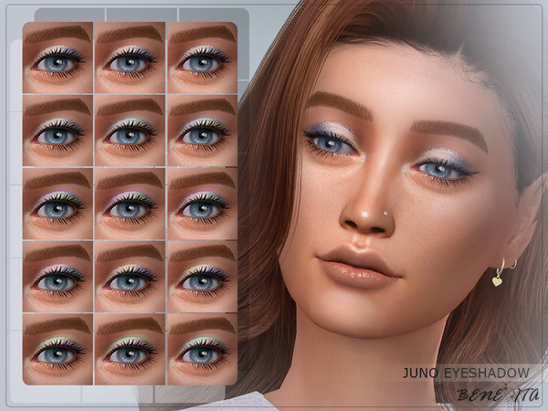 Sims 4 — Juno Eyeshadow [HQ] by Benevita — Juno Eyeshadow Makeup Category HQ Mod Compatible 15 Swatches For Female (Teen