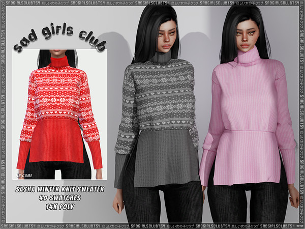 The Sims Resource - [PATREON] Sasha winter knit sweater