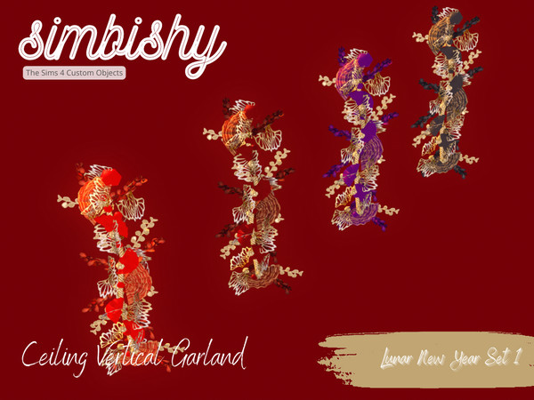Sims 4 — Lunar New Year - Ceiling Vertical Garland by simbishy — Celebrating Lunar New Year 2023. This is a