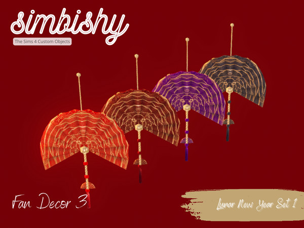Sims 4 — Lunar New Year - Fan Decor 3 by simbishy — Celebrating Lunar New Year 2023. This is a hanging fan decoration.