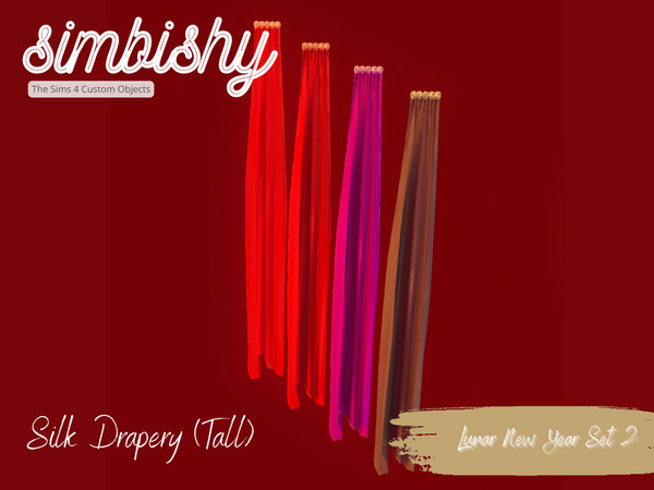 Sims 4 — Lunar New Year - Silk Drapery (Tall) by simbishy — Celebrating Lunar New Year 2023. This is a decorative silk