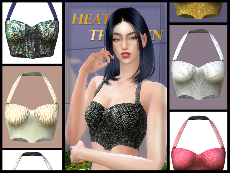 Sims 4 The Sims Resource | Sequin Neck Crop Top by TSR Creator