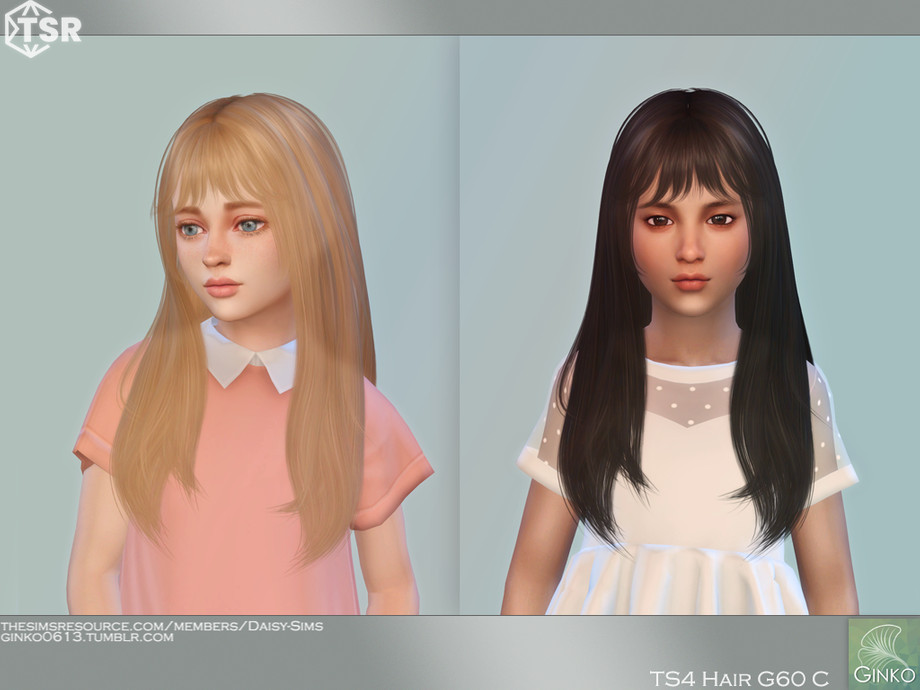 The Sims Resource - Long Hair with Bangs for Children - G60C