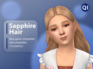 Sims 4 — Sapphire Hair by qicc — A long wavy hairstyle with a sleek middle part. - Maxis Match - Base game compatible -